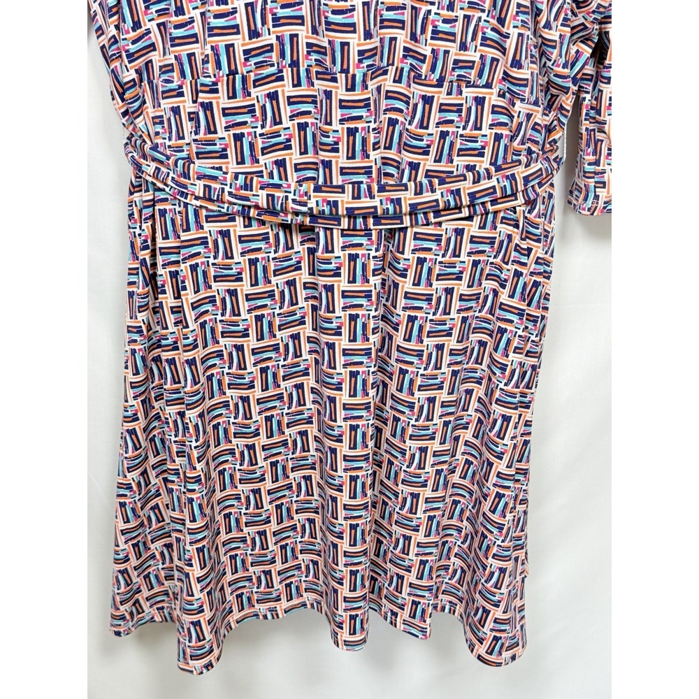 Leota 4L Wrap Dress Geometric Print Knee Length Stretch Career Office Plus Size - Picture 7 of 16